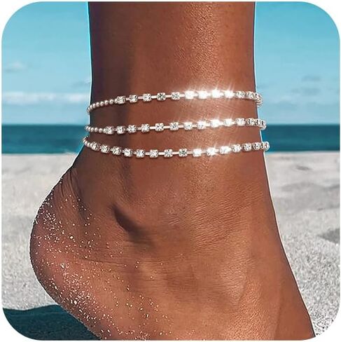 Sterling Silver Ankle Bracelets for Women Sterling Silver Bracelets for Women Anklets for Women Waterproof Adjustable Anklet Bracelets for Women Dainty Silver Bracelet Dainty Jewelry for Women in Kuwait