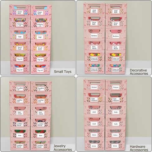 2-Pack Mini Collapsible Storage Box,Foldable Plastic Baskets with tags,Storage Crates for Desk Organizers Home Kitchen Bedroom Bathroom Office Tool Small Parts (pink, 5.9x3.8x2.2'') in Saudi Arabia