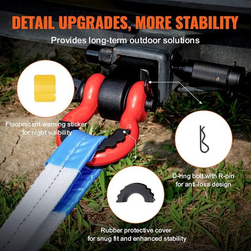 VEVOR Shackle Hitch Receiver, Fits 2" Receivers, 44100 lbs Breaking Strength, D Ring Shackle with Trailer Hitch Lock Pin, Heavy Duty Towing Accessories for Trucks, Jeeps, Off-Road Vehicle Recovery in Saudi Arabia