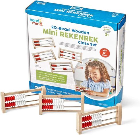 hand2mind Mini 20 حبة خشبية Rekenrek، العداد للأطفال الرياضيات، الرياضيات المتلاعبة رياض الأطفال، عد الرف للأطفال، عدادات للأطفال الرياضيات، ألعاب تعليمية للأطفال في المرحلة الابتدائية (مجموعة من 4) in Saudi Arabia