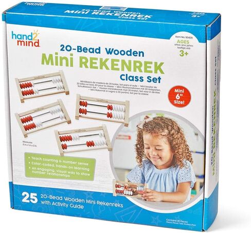 hand2mind Mini 20 حبة خشبية Rekenrek، العداد للأطفال الرياضيات، الرياضيات المتلاعبة رياض الأطفال، عد الرف للأطفال، عدادات للأطفال الرياضيات، ألعاب تعليمية للأطفال في المرحلة الابتدائية (مجموعة من 4) in Saudi Arabia