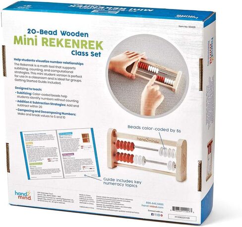 hand2mind Mini 20 حبة خشبية Rekenrek، العداد للأطفال الرياضيات، الرياضيات المتلاعبة رياض الأطفال، عد الرف للأطفال، عدادات للأطفال الرياضيات، ألعاب تعليمية للأطفال في المرحلة الابتدائية (مجموعة من 4) in Saudi Arabia