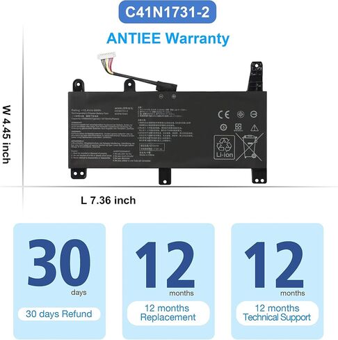 ANTIEE C41N1731 Battery for Asus ROG Strix Scar II G715 G715G G715GV G715GW GL704 GL704G GL704GS GL704GM GL704GV GL704GW G715GV-EV043R G715GW-EV084T GL704GM-EV027T GL704GV-EV013T GL704GM-EV021T EV052T in Saudi Arabia