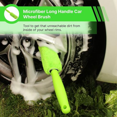 Car Detailing Kit - 7-Piece Robust Car Cleaning Set Comprising a Range of Gentle Bristle Car Detailing Brushes for Interior - Exterior - Wheels - and Dashboard Cleaning., Green 7PCS in Saudi Arabia