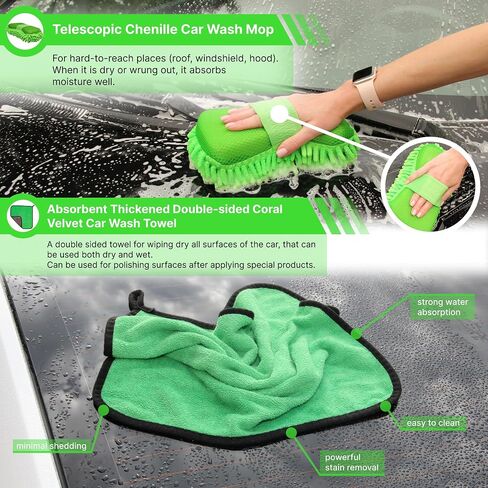 Car Detailing Kit - 7-Piece Robust Car Cleaning Set Comprising a Range of Gentle Bristle Car Detailing Brushes for Interior - Exterior - Wheels - and Dashboard Cleaning., Green 7PCS in Saudi Arabia
