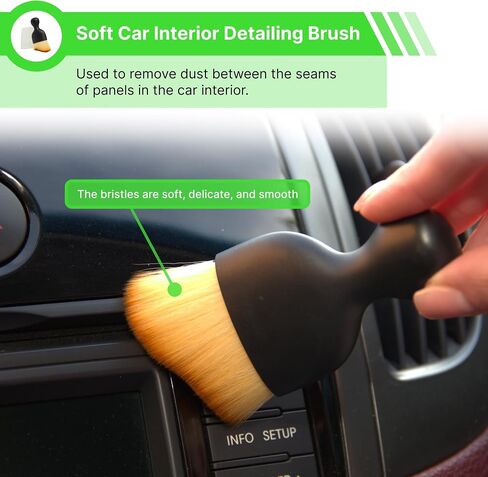 Car Detailing Kit - 7-Piece Robust Car Cleaning Set Comprising a Range of Gentle Bristle Car Detailing Brushes for Interior - Exterior - Wheels - and Dashboard Cleaning., Green 7PCS in Saudi Arabia