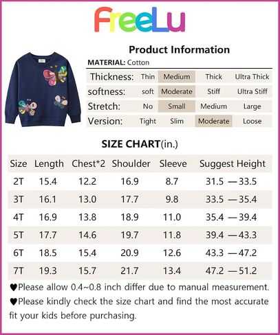 FreeLu Girls Cotton Pullover Sweatshirts Kids Cute Cartoon Printed Crewneck Tops in Saudi Arabia