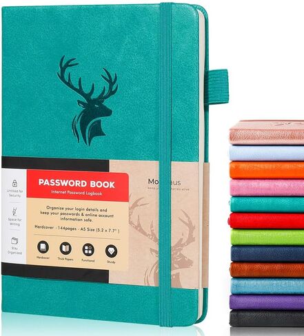 molekaus Password Book with Alphabetical Tabs Small Password Keeper with Extra Password Space to Change Password. Password Notebook for Home or Office for Internet Log In, 6.1 * 3.7in black small in Kuwait