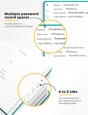 molekaus Password Book with Alphabetical Tabs Small Password Keeper with Extra Password Space to Change Password. Password Notebook for Home or Office for Internet Log In, 6.1 * 3.7in black small in Kuwait