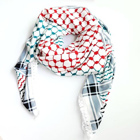Palestine Scarf Arab Keffiyeh Scarf for Men Women - Shemagh Wrap Arab Turban Cover Head Scarf with Tassels in Saudi Arabia