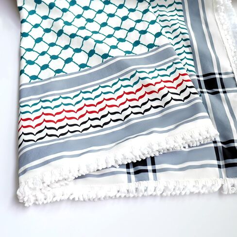 Palestine Scarf Arab Keffiyeh Scarf for Men Women - Shemagh Wrap Arab Turban Cover Head Scarf with Tassels in Saudi Arabia