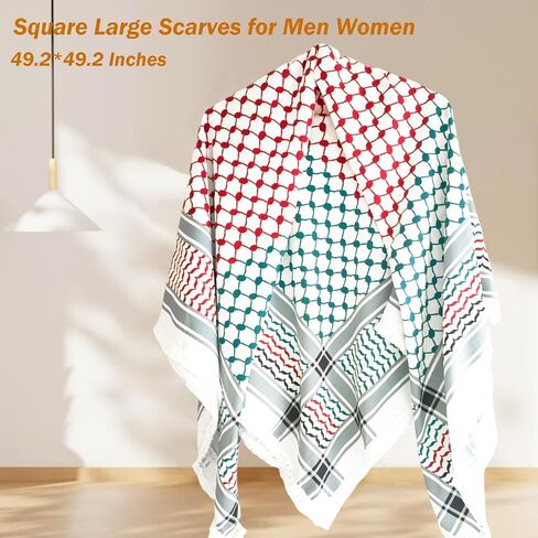 Palestine Scarf Arab Keffiyeh Scarf for Men Women - Shemagh Wrap Arab Turban Cover Head Scarf with Tassels in Saudi Arabia