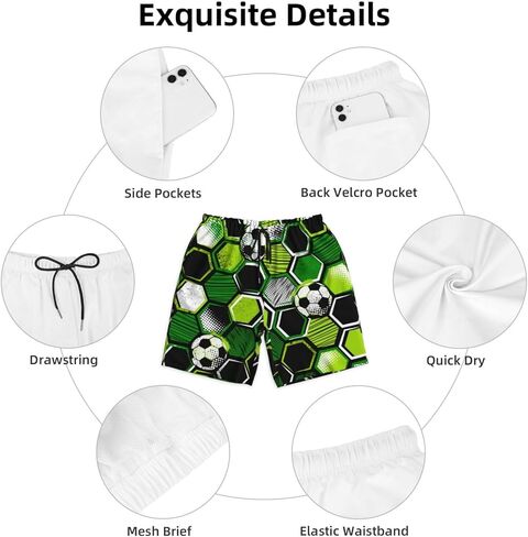 شورت سباحة رجالي سريع الجفاف مع بطانة شبكية قابلة للتنفس للرجال سراويل الشاطئ ملابس السباحة لباس السباحة in Kuwait