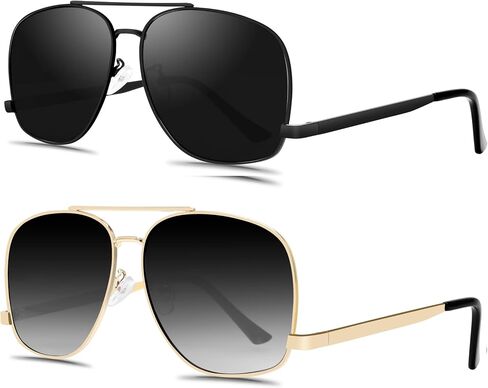 Classic Aviator Sunglasses for Women Men Oversized 70s Vintage Trendy Metal Square Aviators Sun Glasses in Saudi Arabia
