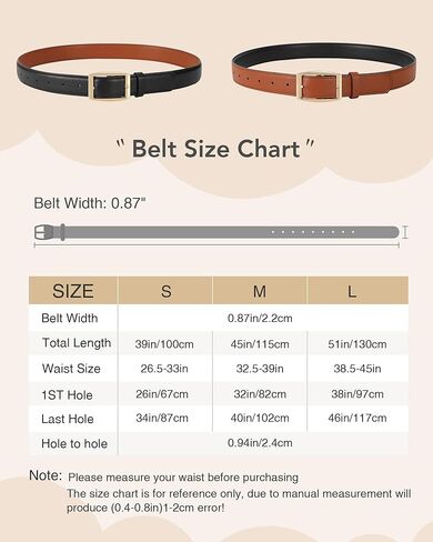 أحزمة Kajeer النسائية ذات الوجهين للجينز، حزام أسود للسيدات مع مشبك دبوس دوار in Kuwait