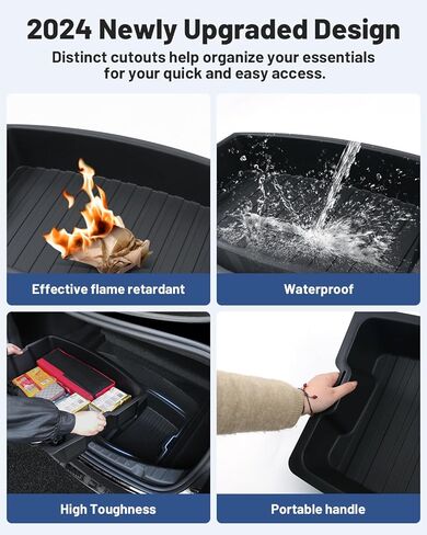 2024 أحدث طراز Tesla 3 منظم صندوق السيارة الخلفي مخصص مناسب للطراز 3 ملحقات المرتفعات صناديق تخزين صندوق السيارة العلوية والسفلية حاوية بطبقة مزدوجة صندوق بقالة مقاوم للماء مادة ABS باللون الأسود in Kuwait