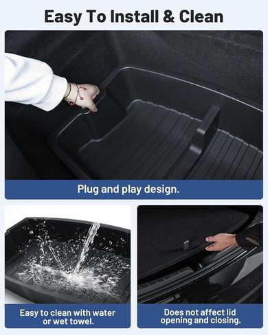 2024 أحدث طراز Tesla 3 منظم صندوق السيارة الخلفي مخصص مناسب للطراز 3 ملحقات المرتفعات صناديق تخزين صندوق السيارة العلوية والسفلية حاوية بطبقة مزدوجة صندوق بقالة مقاوم للماء مادة ABS باللون الأسود in Kuwait