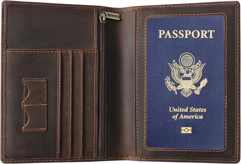Ringsun Leather Passport Cover for Men Women, RFID Passport Wallet Case Travel Passport Holder for Family in Saudi Arabia