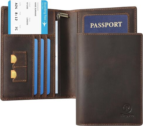 Ringsun Leather Passport Cover for Men Women, RFID Passport Wallet Case Travel Passport Holder for Family in Saudi Arabia