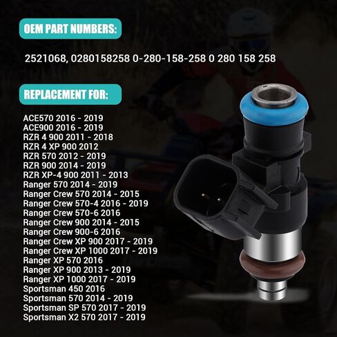قطعتان من فوهة حاقن الوقود 0280158258 متوافقة مع Polaris ACE 570/900 2016-2019، RZR 4 XP 900 2011-2019، Ranger Crew 570/900 2014-2019، Sportsman 450/570 2014-2019 2521068 in Saudi Arabia