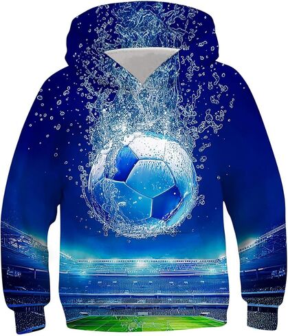 Lovekider Boys Hoodies Sweatshirt Cool 3D Print Pullover with Big Pocket for Kids Fashion Warm Winter 6-16 Years in Kuwait