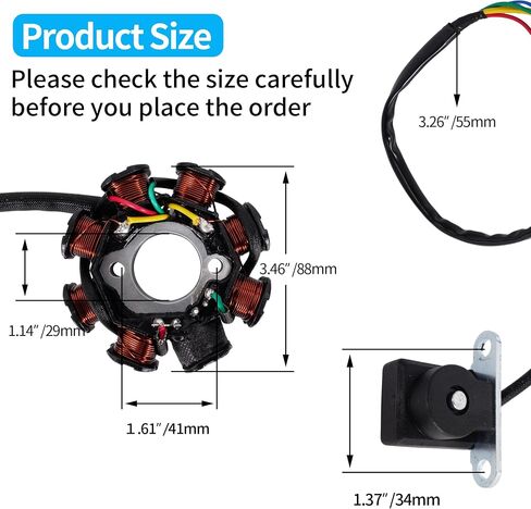 Ignition Stator Magneto 5 Wire AC 6 Pole Coil Fits for GY6 50cc 100cc 125cc 150cc Engine for ATV Go Kart Dune Buggy Dirt Bike, Magneto Stator Plate with 3-Pin Plug Wire and 2 Single Wires in Saudi Arabia