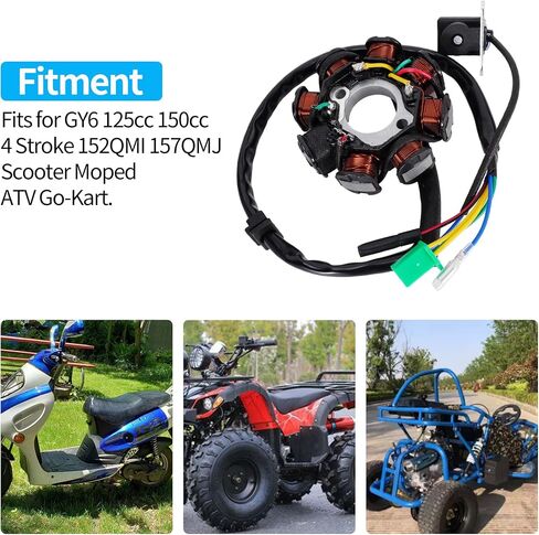 Ignition Stator Magneto 5 Wire AC 6 Pole Coil Fits for GY6 50cc 100cc 125cc 150cc Engine for ATV Go Kart Dune Buggy Dirt Bike, Magneto Stator Plate with 3-Pin Plug Wire and 2 Single Wires in Saudi Arabia