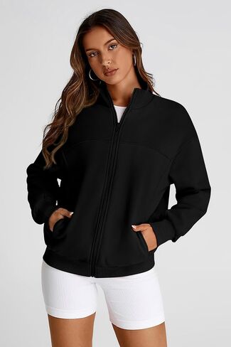 PRETTYGARDEN Women's 2024 Fall Fashion Full Zip Up Sweatshirt Long Sleeve Oversized Fashion Casual Jacket with Pockets in Saudi Arabia
