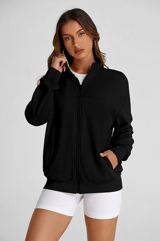 PRETTYGARDEN Women's 2024 Fall Fashion Full Zip Up Sweatshirt Long Sleeve Oversized Fashion Casual Jacket with Pockets in Saudi Arabia