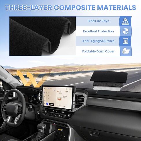 Dash Cover for 2024 2023 2022 Toyota Tundra Dashboard Cover Mat for Tundra Accessories Sun Shade Tundra Suede Dash Mat Nonslip Mesh Protector No Glare in Saudi Arabia
