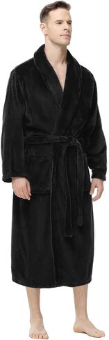 Mens Fleece Robe, Soft Plush Robe for Men, Mens Bathrobe Spa Robe with Belt & 2 Pockets in Kuwait