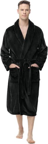 Mens Fleece Robe, Soft Plush Robe for Men, Mens Bathrobe Spa Robe with Belt & 2 Pockets in Kuwait