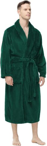 Mens Fleece Robe, Soft Plush Robe for Men, Mens Bathrobe Spa Robe with Belt & 2 Pockets in Kuwait