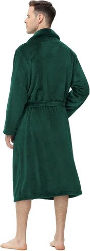 Mens Fleece Robe, Soft Plush Robe for Men, Mens Bathrobe Spa Robe with Belt & 2 Pockets in Kuwait