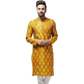 Sojanya (Since 1958, Men's Jacquard Silk Only Long Kurta