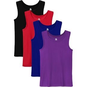 4 Pack Girls Tank Tops Girls Cotton Undershirts Sleeveless Girls Dance Tank Tops for Gymnastics Ballet Dancewear