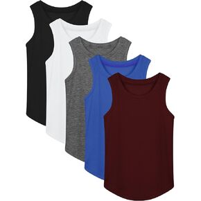 5 Pack Girls Dance Tank Top Kids Tank Tops Sleeveless Tees Shirt Racerback Sleeveless Tops for Girls Toddlers