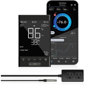 وحدة تحكم AC Infinity 79، وحدة تحكم ذكية في المخرج، مع درجة الحرارة والرطوبة والمؤقت والدورة وعناصر التحكم في الجدول الزمني وثرموستات رقمي معلق على الحائط لحصيرة الحرارة وإنبات الشتلات وانتشارها in Kuwait