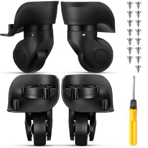 Silkfly 4 Pcs Luggage Wheels Replacement Travel Suitcase Caster Wheels Mute Bearing Swivel Wheel with Screw Replacement Left and Right Wheels for Luggage (Large Hole Pitch 1.18"/1.3"/1.54"/1.77")