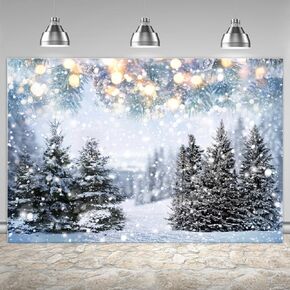 Lofaris Winter Wonderland Backdrop Christmas White Forest Snowflakes Photography Background for Kids Children Newborn Baby Shower Birthday Party Decor Banner Portrait Photo Booth Props 10x10ft