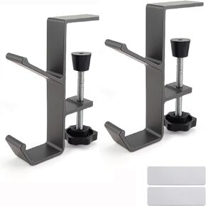 AIBLE Desk Bag Hook, Bag Holder for Office Desk, Desk Handbag Holder, Headphone Holder Under Desk,2-Piece (Grey), Gray, ZHUOMIANGUAGOU-02