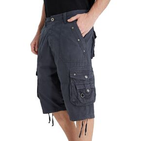 Men's Ripstop Cargo Shorts-Long Cotton Twill Straight Leg for Work Outdoor
