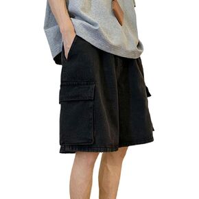 Mens Baggy Jean Shorts Y2k Hip Hop Cargo Pants Jorts Loose Fit Long Denim Shorts Streetwear