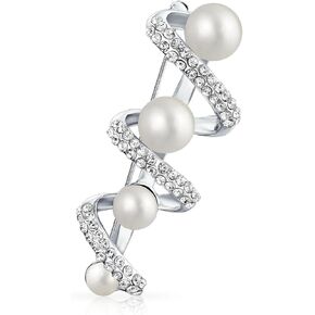Christmas Elegant Bridal Holiday Marquise CZ Round Crystal White Simulated Pearl Wreath Circle Scarf Brooch Pin For Women Wedding Gold Silver Plated