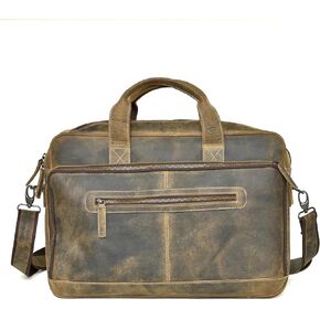 16 Inch Genuine Leather briefcases Laptop Messenger bags best office Satchel bag for Men and Women
