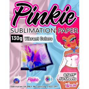 ورق تسامي 130 جرام من Pinkie يعمل مع طابعة التسامي وحبر التسامي (50 ورقة، 8.5 × 11 بوصة) ورق نقل قابل للطباعة للقمصان البوليستر والنسيج الخفيف وفراغات التسامي الأخرى