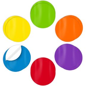 12 Pack Dry Erase Dots, 5.5" Circles, Assorted Colors, Easy to Remove Peel and Stick Vinyl Decals for Organizing, Color Coded Labeling of Household or Classroom Items, by Better Office Products