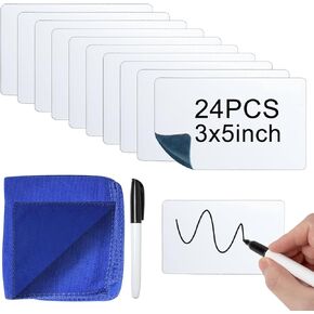 Dry Erase Labels Stickers 24 Pack 3x5 inch Reusable Dry Erase Sticky Notes Min Whiteboard Label Stickers Removable Reusable Sticky Labels Dry Erase Post It Notes with Wipe Cloth