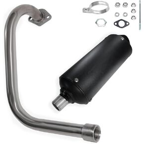 Performance Long Exhaust Pipe Muffler for Coleman BT200X CT200U EX KT196 196 Mini Bike Go Kart Predator 212 224 Honda GX160 Clone Engine Baja Warrior MB200 Parts (Black)
