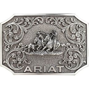 ARIAT Rectangle Buckle with Team Roper Motif, Western Scroll Design, Smooth Edge, 3-1/4" x 2-1/4"